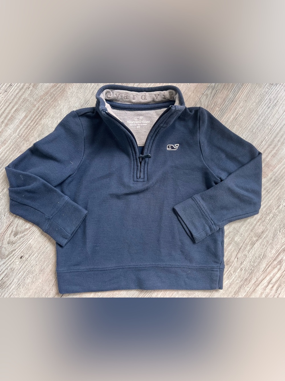 Vineyard Vines Navy Half-Zip Sweater with Whale Logo